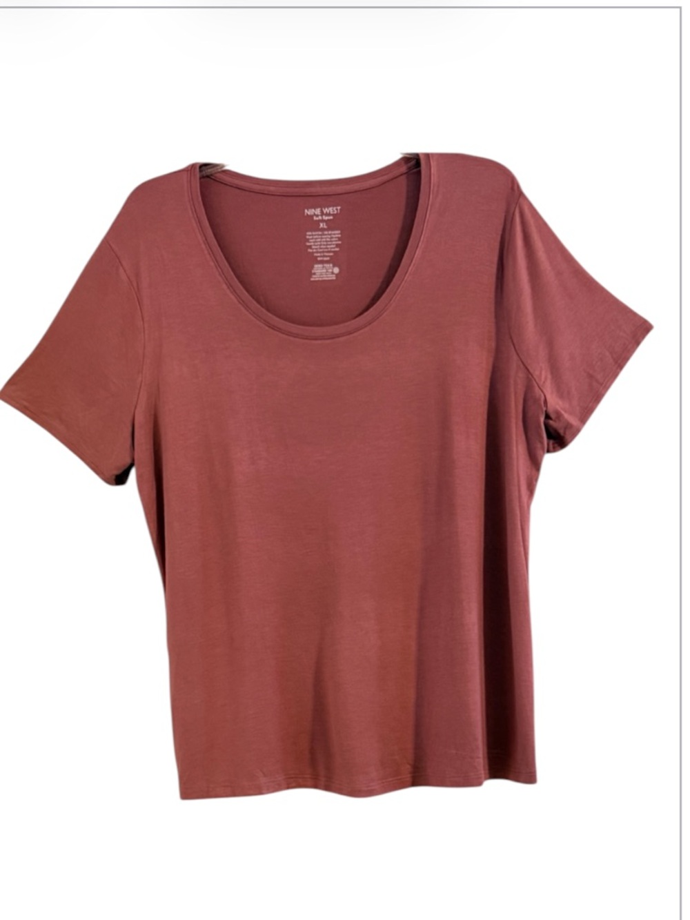 Nine West Soft Spun Dusty Rose Scoop Neck Short Sleeve Tee Shirt XL